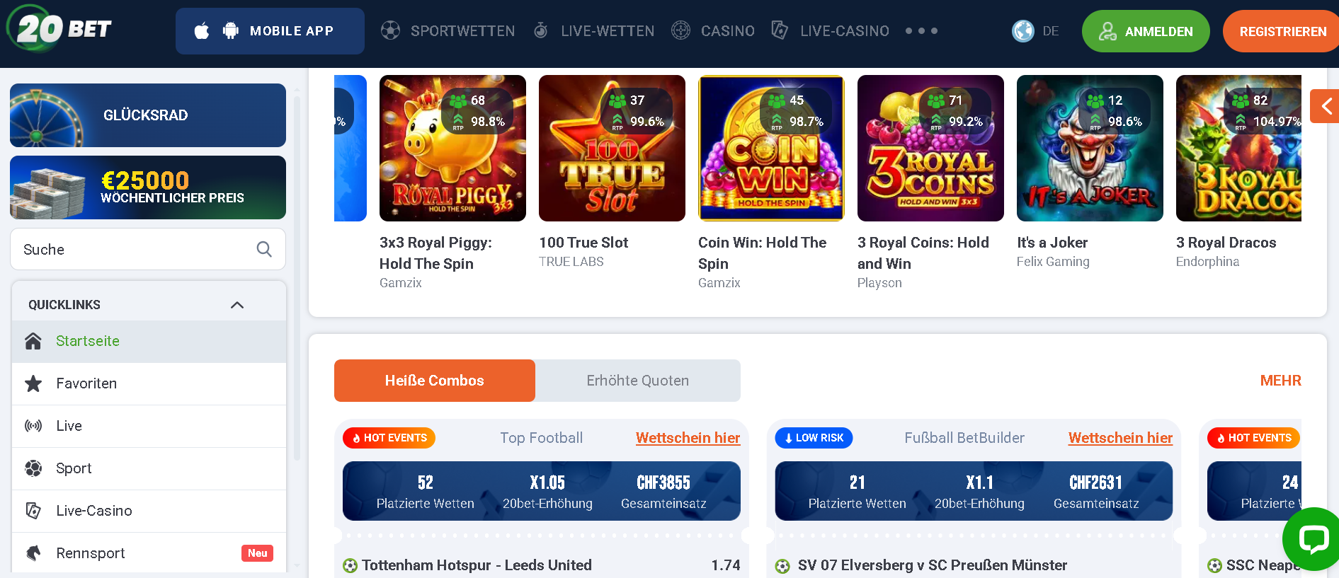 Screenshot 20bet Casino