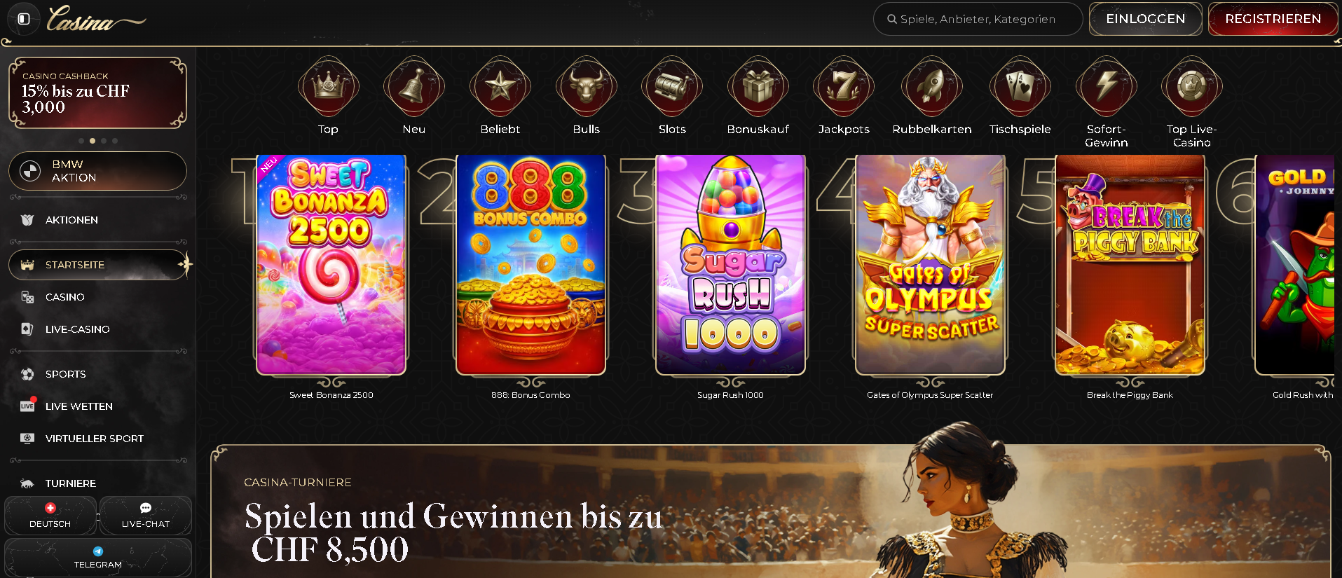 Casina casino screenshot