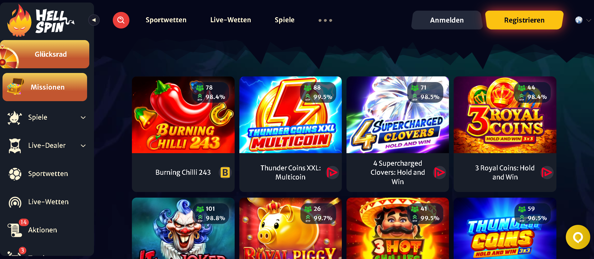 HellSpin casino screenshot